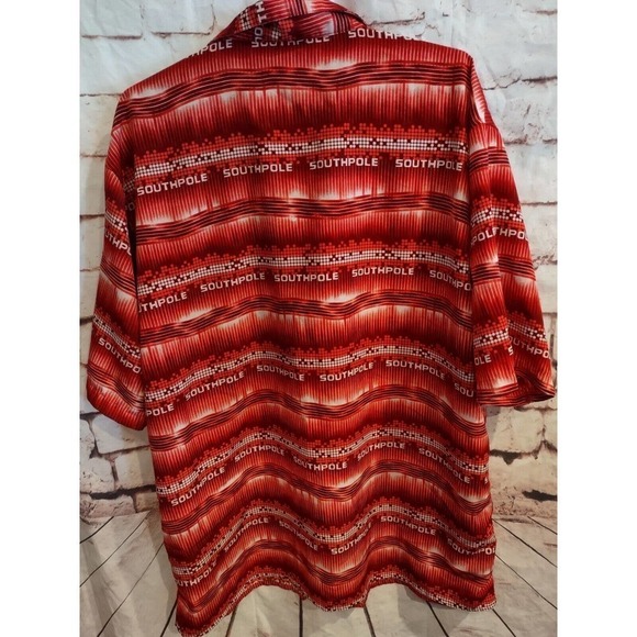 Southpole Shirt Mens XXL 2XL Red All over print Button Logo Hip Hop Rapper - Picture 2 of 5